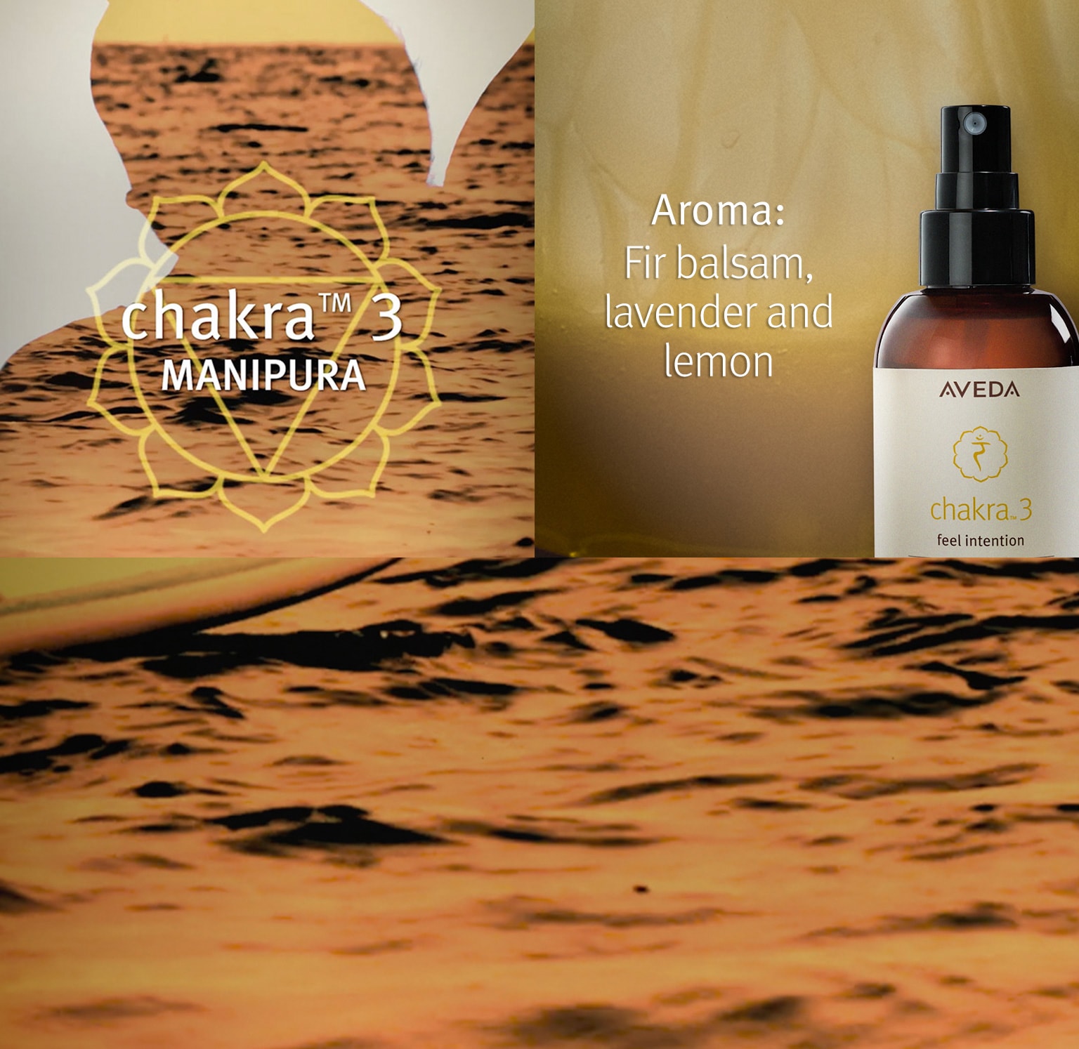 L'arôme du Chakra 3est composé de baume de sapin, de lavande et de citron.